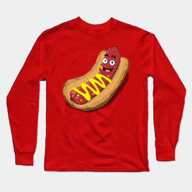 Hot Diggity Dog - with Mustard Long Sleeve T-Shirt by deancoledesign